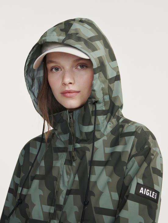 Жене каки пр Aigle штампана дуга капуљача мтд парка Одећа PTJX466