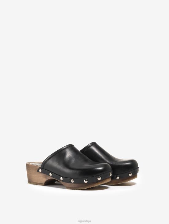 Жене ноир Aigle кломпе од коже и дрвета ципеле PTJX631