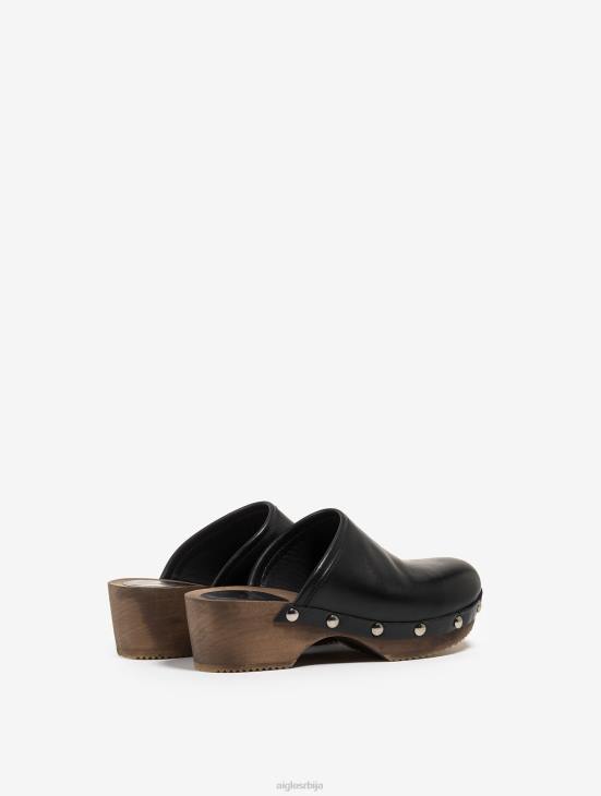 Жене ноир Aigle кломпе од коже и дрвета ципеле PTJX631